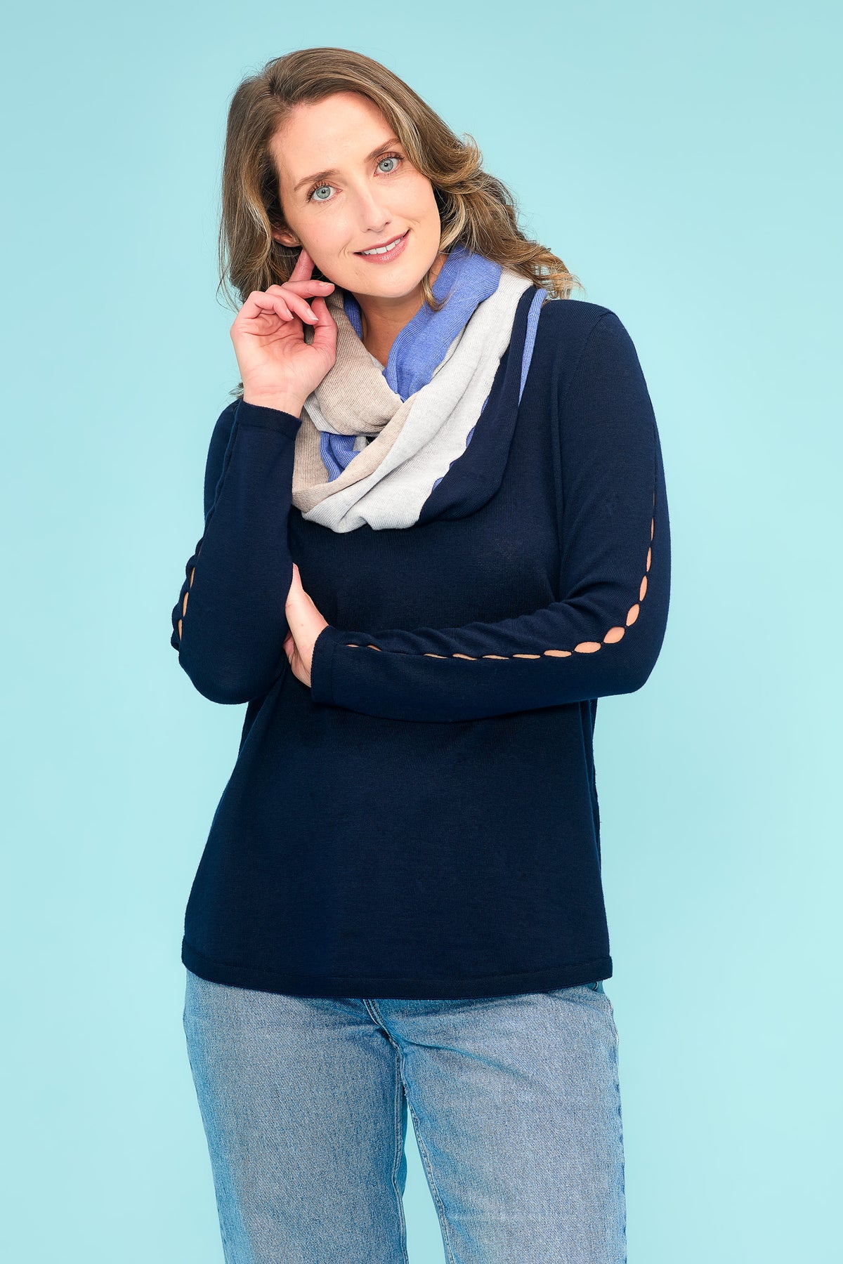 SPLIT STRIPE INFINITY SCARF
