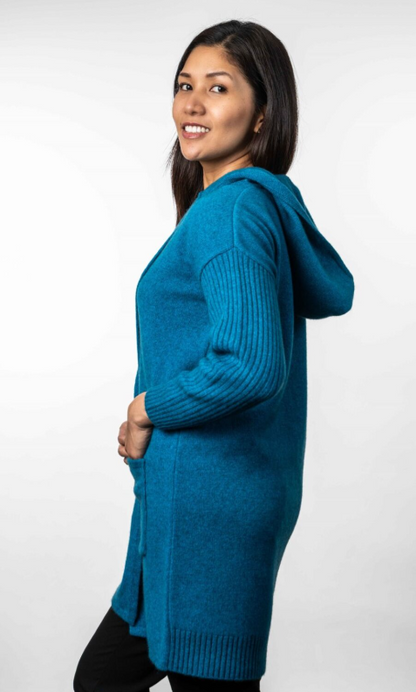 HOODED LONGLINE CARDIGAN