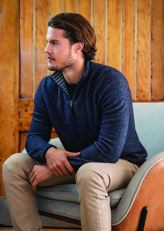 HALF ZIP WITH STRIPES - Woolshed Gallery