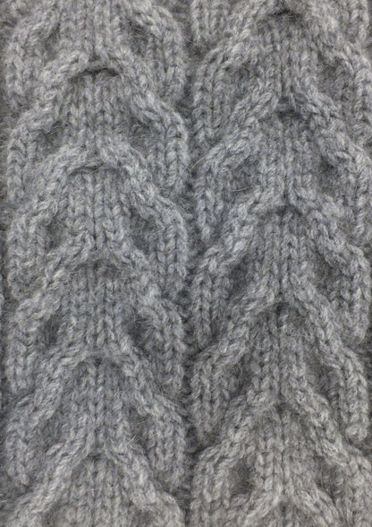 CABLE SCARF WITH RABBIT FUR POMPOMS - Woolshed Gallery