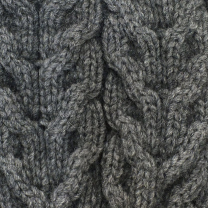 CABLE SCARF WITH RABBIT FUR POMPOMS - Woolshed Gallery