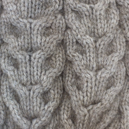 CABLE SCARF WITH RABBIT FUR POMPOMS - Woolshed Gallery