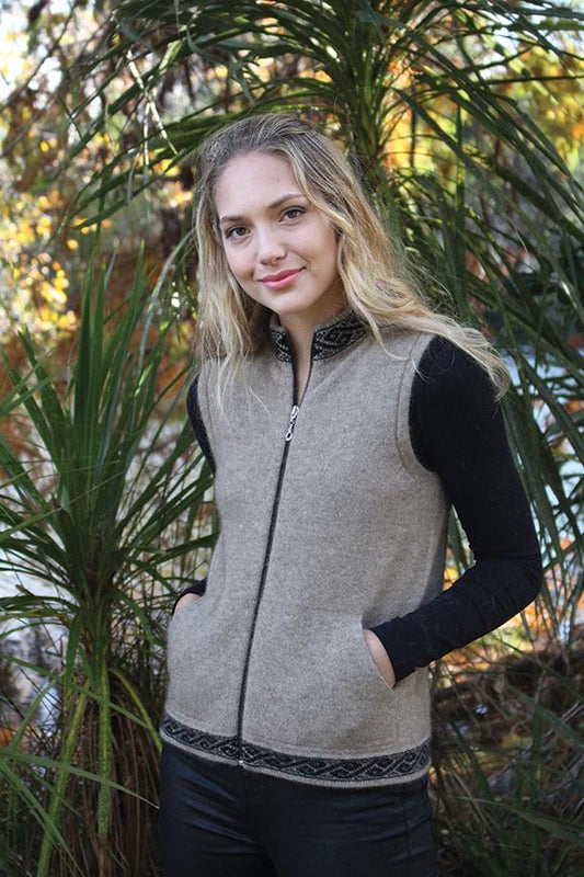 MOTIF ZIP VEST - Woolshed Gallery