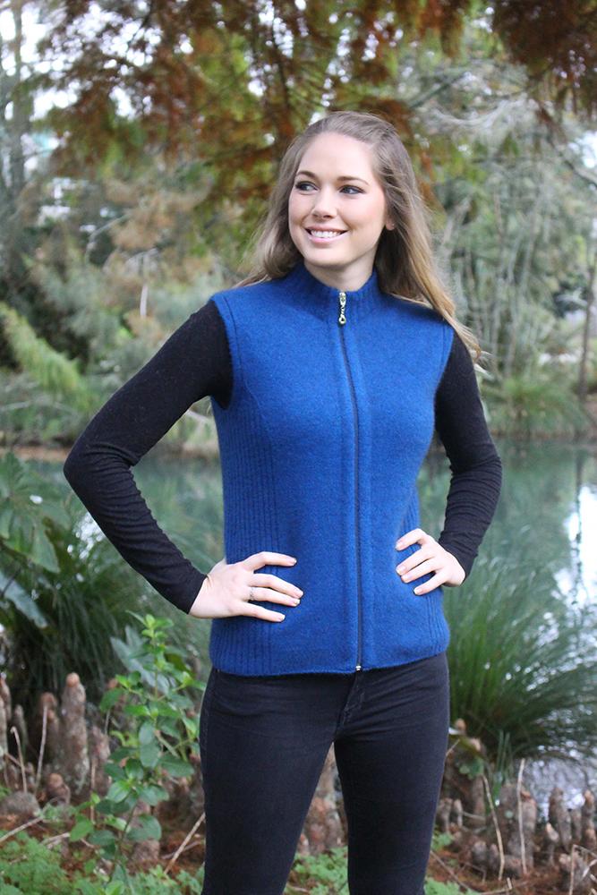 ZIP VEST WITH RIB DETAIL - Woolshed Gallery