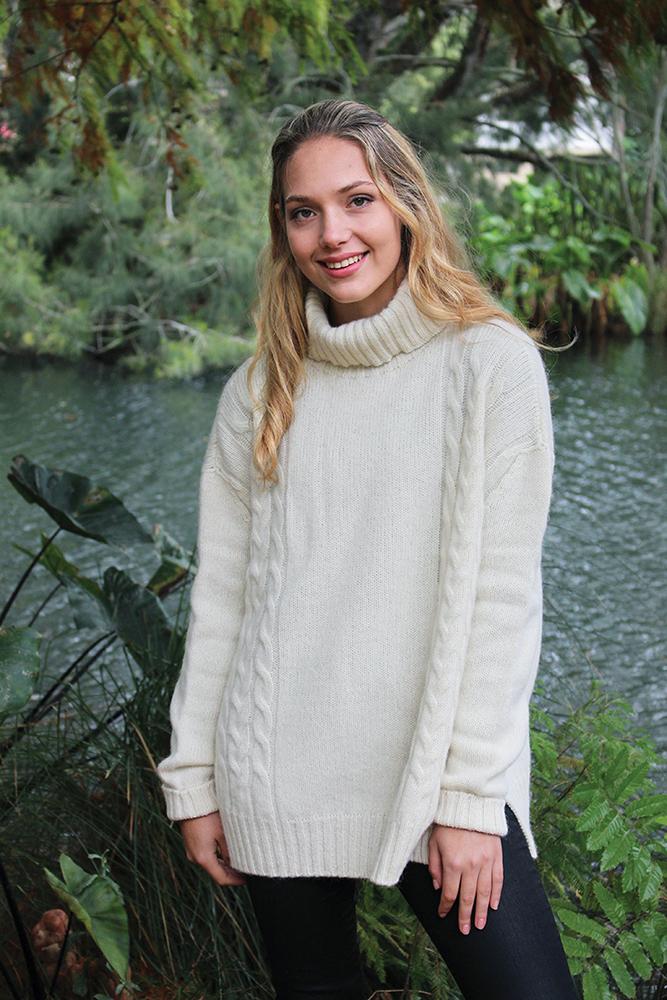 ALPACA CABLE TURTLE NECK JUMPER - Woolshed Gallery