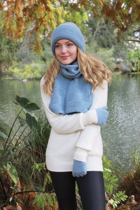 ALPACA GRID SCARF - Woolshed Gallery
