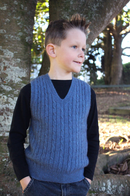BOY'S CABLE VEST - Woolshed Gallery