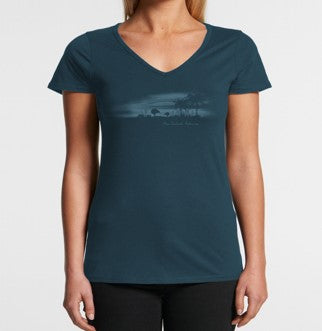 LADIES V NECK TEE MONNLIGHT KIWI