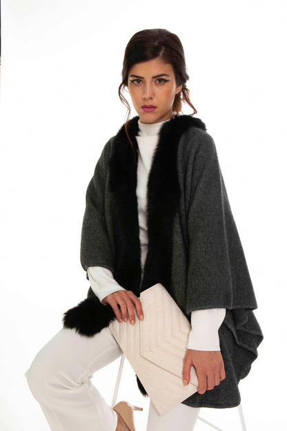 FUR TRIM CAPE - Woolshed Gallery