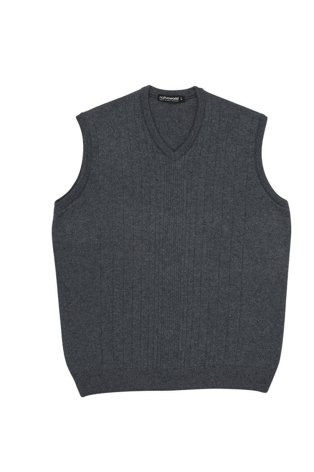 VEE NECK RIB FEATURE VEST - Woolshed Gallery